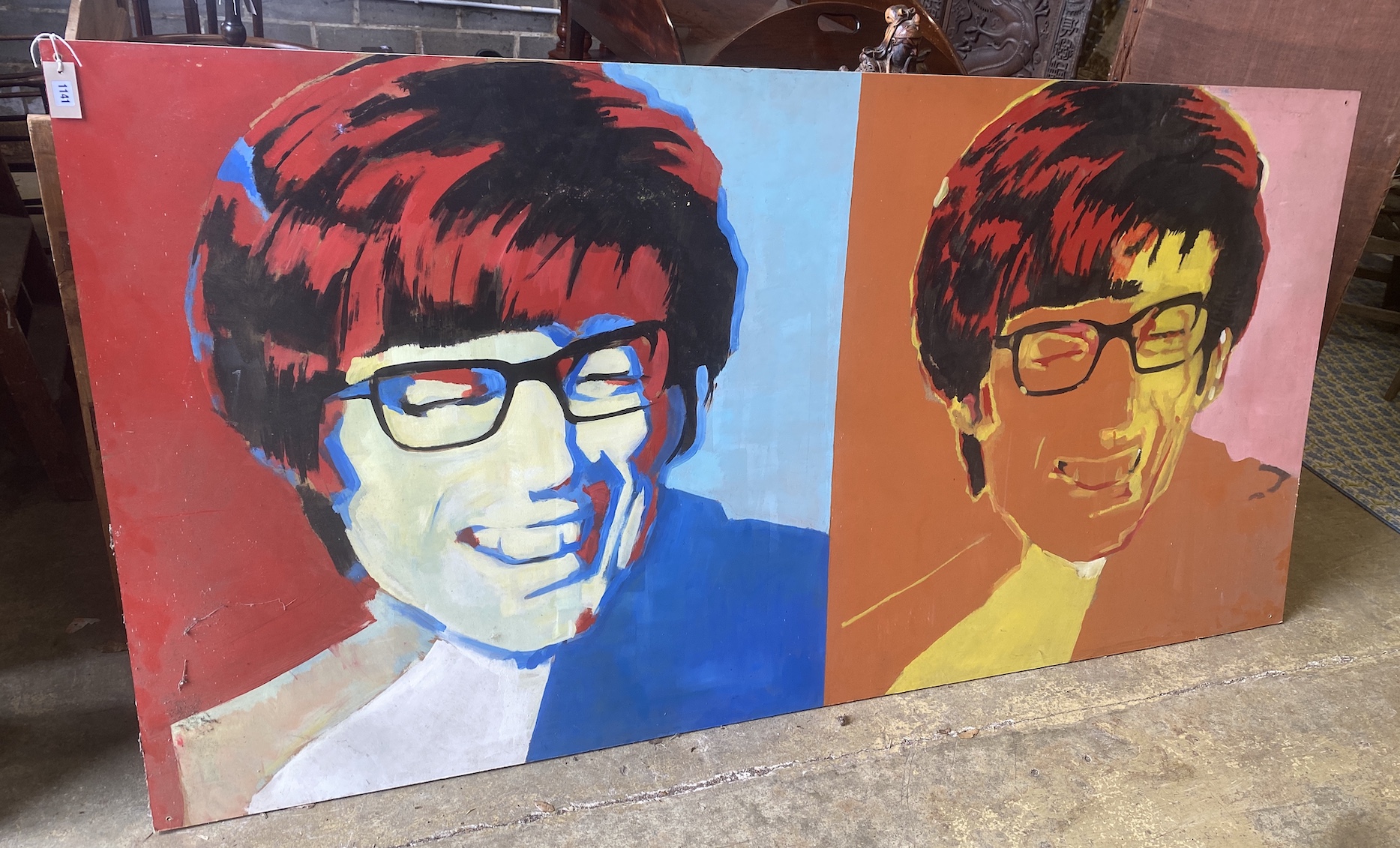 After Warhol, oil on board, Austin Powers, width 244cm, height 122cm